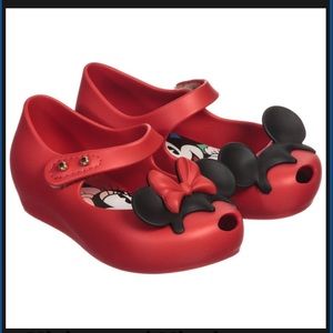 Mini Melissa Girls Red Mickey and Minnie Disney Mary Jane Shoes